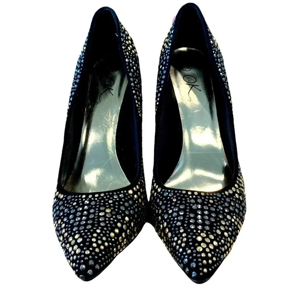 It’s OK shoes. High heels. Studded and faux suede uppers. 4” heels size 9 - Picture 3 of 13